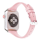 Eiroo Deluxe Apple Watch SE Pembe Gerek Deri Kordon 40mm