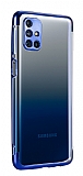 Eiroo Electro Samsung Galaxy M31s Mavi Kenarlı Şeffaf Silikon Kılıf