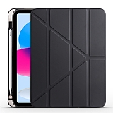 Eiroo Fold iPad 10.9 2022 10. Nesil Kalemlikli Standlı Siyah Kılıf