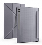 Eiroo Fold Samsung Galaxy Tab S9 / Tab S9 FE Kalemlikli Standlı Gri Kılıf