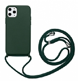 Eiroo Fun iPhone 12 / 12 Pro 6.1 inç Askılı Yeşil Silikon Kılıf