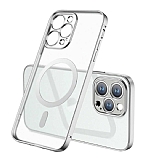Eiroo Gbox iPhone 11 Pro Max Macsafe Özellikli Kamera Korumalı Silver Silikon Kılıf