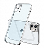 Eiroo Gbox iPhone 12 6.1 in Kamera Korumal Mat Silver Silikon Klf