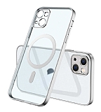 Eiroo Gbox iPhone 13 Macsafe Özellikli Kamera Korumalı Silver Silikon Kılıf