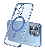 Eiroo Gbox iPhone 13 Pro Max Macsafe Özellikli Kamera Korumalı Mavi Silikon Kılıf