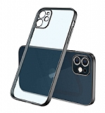 Eiroo Gbox iPhone 12 6.1 in Kamera Korumal Mat Siyah Silikon Klf