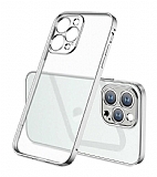 Eiroo Gbox iPhone 13 Pro Max Kamera Korumalı Silver Mat Silikon Kılıf