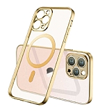 Eiroo Gbox iPhone 13 Pro Macsafe zellikli Kamera Korumal Gold Silikon Klf