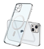 Eiroo Gbox iPhone 15 Magsafe Özellikli Kamera Korumalı Silver Silikon Kılıf