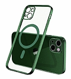 Eiroo Gbox iPhone 15 Plus Magsafe Özellikli Kamera Korumalı Yeşil Silikon Kılıf