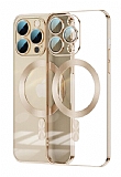 Eiroo Gbox iPhone 15 Pro Max Magsafe Özellikli Kamera Korumalı Gold Silikon Kılıf