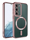 Eiroo Gbox Samsung Galaxy S23 Plus Wireless arj zellikli Kamera Korumal Rose Gold Silikon Klf