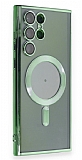 Eiroo Gbox Samsung Galaxy S23 Ultra Macsafe zellikli Kamera Korumal Yeil Silikon Klf