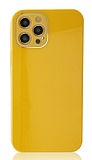 Eiroo Glass Series iPhone 12 Pro Kamera Korumalı Sarı Silikon Kılıf