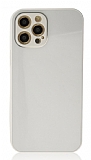 Eiroo Glass Series iPhone 12 Pro Kamera Korumalı Beyaz Silikon Kılıf