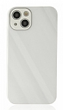Eiroo Glass Series iPhone 13 Kamera Korumalı Beyaz Silikon Kılıf