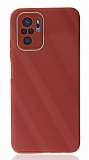 Eiroo Glass Series Xiaomi Poco M5s Kamera Korumalı Bordo Silikon Kılıf