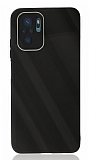 Eiroo Glass Series Xiaomi Poco M5s Kamera Korumalı Siyah Silikon Kılıf