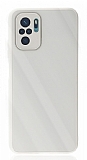 Eiroo Glass Series Xiaomi Poco M5s Kamera Korumalı Beyaz Silikon Kılıf