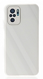 Eiroo Glass Series Xiaomi Redmi Note 10 Kamera Korumalı Beyaz Silikon Kılıf