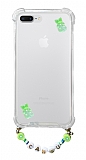 Eiroo Gummy iPhone 7 Plus / 8 Plus Yeşil Ayıcıklı Kişiye Özel İsimli Şeffaf Ultra Koruma Kılıf