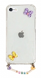 Eiroo Gummy iPhone 6 Plus / 6S Plus Mor Kelebekli Kişiye Özel İsimli Şeffaf Ultra Koruma Kılıf