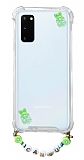Eiroo Gummy Samsung Galaxy S20 Plus Yeşil Ayıcıklı Kişiye Özel İsimli Şeffaf Ultra Koruma Kılıf