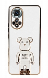 Eiroo Honor 50 Baby Bear Standl Beyaz Silikon Klf