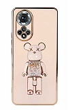 Eiroo Honor 50 Candy Bear Standlı Pembe Silikon Kılıf