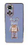 Eiroo Honor 50 Candy Bear Standlı Mavi Silikon Kılıf