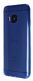 HTC One M9 Ultra İnce Şeffaf Mavi Silikon Kılıf