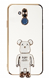 Eiroo Huawei Mate 20 Lite Baby Bear Standl Beyaz Silikon Klf