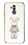 Eiroo Huawei Mate 20 Lite Candy Bear Standl Beyaz Silikon Klf