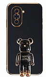 Eiroo Huawei nova 10 Pro Baby Bear Standlı Siyah Silikon Kılıf