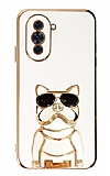 Eiroo Huawei nova 10 Bulldog Standlı Beyaz Silikon Kılıf