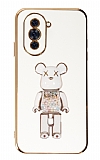 Eiroo Huawei nova 10 Candy Bear Standlı Beyaz Silikon Kılıf