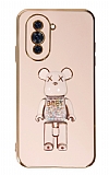 Eiroo Huawei nova 10 Candy Bear Standlı Pembe Silikon Kılıf