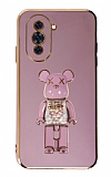 Eiroo Huawei nova 10 Candy Bear Standl Mor Silikon Klf