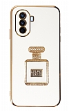 Eiroo Huawei Nova Y70 Aynalı Parfüm Standlı Beyaz Silikon Kılıf