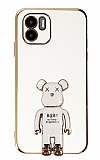 Eiroo Xiaomi Redmi A1 Baby Bear Standlı Beyaz Silikon Kılıf