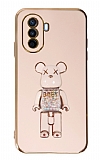 Eiroo Huawei Nova Y70 Candy Bear Standlı Pembe Silikon Kılıf