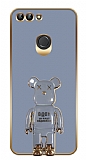 Eiroo Huawei P Smart 2018 Baby Bear Standl Mavi Silikon Klf