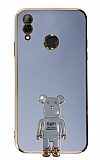 Eiroo Huawei P Smart 2019 Baby Bear Standl Mavi Silikon Klf
