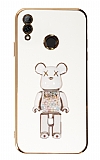 Eiroo Huawei P Smart 2019 Candy Bear Standl Beyaz Silikon Klf