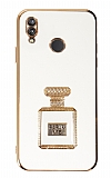 Eiroo Huawei P20 Lite Aynalı Parfüm Standlı Beyaz Silikon Kılıf