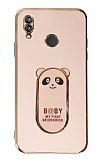 Eiroo Huawei P20 Lite Baby Panda Standlı Pembe Silikon Kılıf