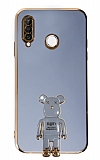 Eiroo Huawei P30 Lite Baby Bear Standlı Mavi Silikon Kılıf