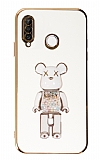 Eiroo Huawei P30 Lite Candy Bear Standl Beyaz Silikon Klf