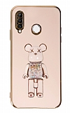 Eiroo Huawei P30 Lite Candy Bear Standl Pembe Silikon Klf