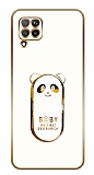 Eiroo Huawei P40 Lite Baby Panda Standl Beyaz Silikon Klf